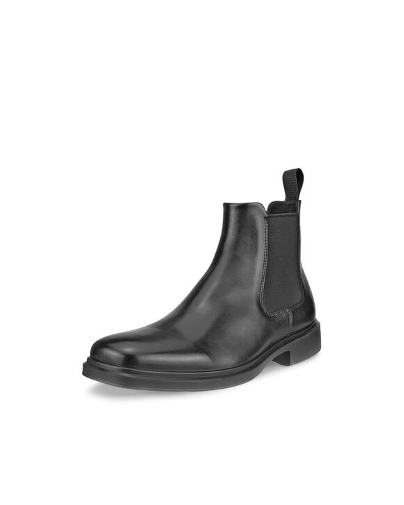 ECCO MEN\'S HELSINKI 2.0 DOUBLE GORE CHELSEA BOOT, BLACK SMOOTH LEATHER, 9-9.5